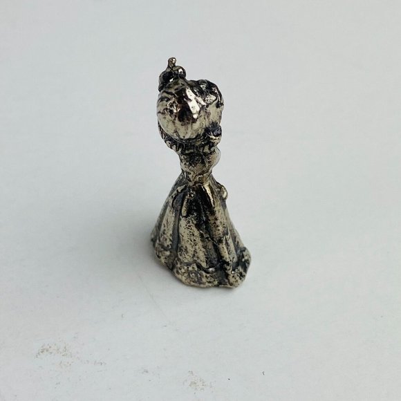 Pewter Miniature Girl in Dress Playing Ukulele Musical Music Instrument Figure - Picture 5 of 6